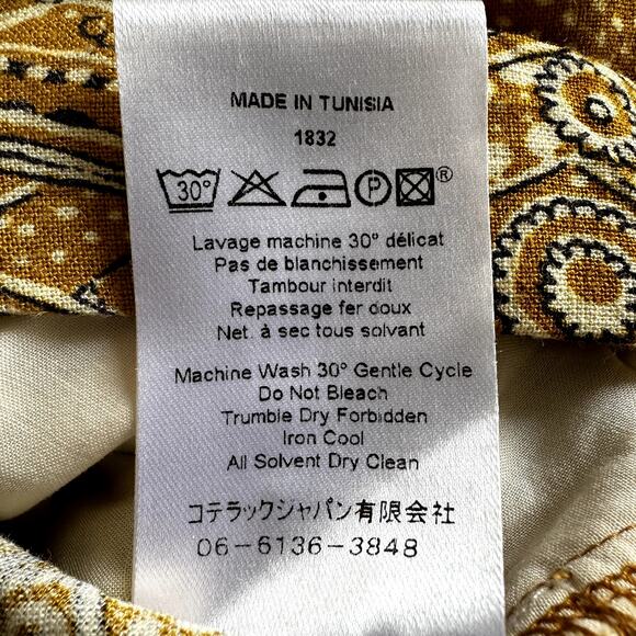 Cotelac Linen Shorts Relaxed Fit Zip Fly Pockets Batik Print Yellow 3 XL - Picture 5 of 6